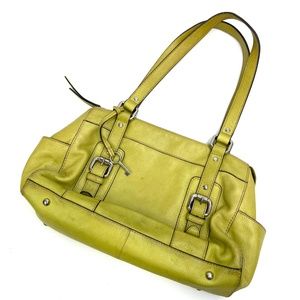 ✨👜 Fossil | Lime Yellow Green Genuine Leather Shoulder Bag EUC w/key fob